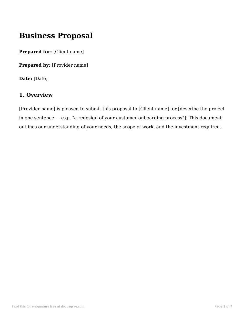 Preview of the first page of the General business proposal template