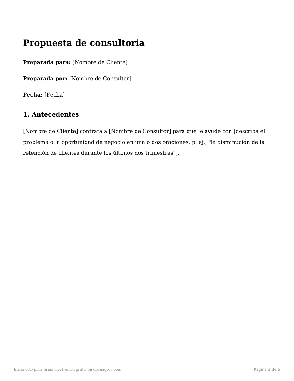 Vista previa de la primera página de la plantilla Propuesta de consultoría